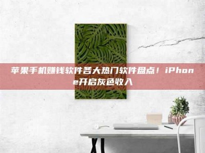 韶关苹果手机赚钱软件各大热门软件盘点！iPhone开启灰色收入
